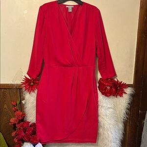 H&M Red Embellished Wrap Dress